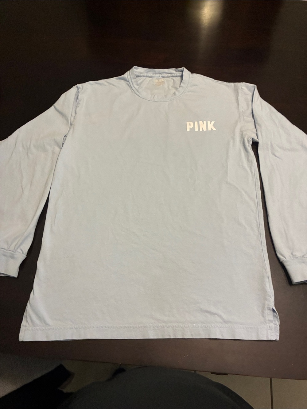 PINK Victoria's Secret Light Blue Long Sleeve Crewneck